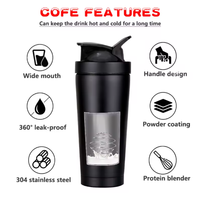 Gourde shaker en acier inoxydable 750 ml à double paroi isolée sous vide, sans BPA, avec couvercle, pour la gym, et gobelet à vin avec haut-parleur
