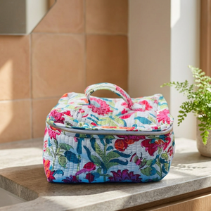 Floral Quilted Cotton Duffel Bag Lightweight Weekender Travel Tote Zipper Closure Vintage <b>Water</b> Resistant Large Capacity <b>Case</b> - Product Image 4