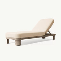 Ensemble de chaises longues modulaires en teck avec coussins imperméables - Mobilier d'extérieur moderne pour villa, résistant aux UV, écologique, pour terrasse de piscine