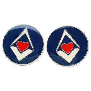 Custom design heart logo soft enamel cuff links luxury suit shirt cufflinks for men with clear epoxy dome