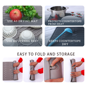 Custom Square 40*40cm Anti-Rutsch-Küchen wäsche Abtropffläche Dry Rack Pad Waschbecken Protector Zusammen klappbare Silikon-Geschirr trocknungs matten - Product Image 3
