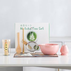 Japanese <b>Set</b> With Bamboo Ceramic Bowl <b>Tea</b> Scoop Sifter and Whisk Holder Traditional <b>Matcha</b> Preparation Kit - Product Image 3