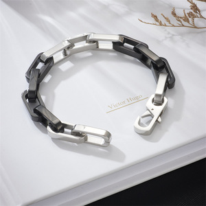 European American Hipster Inspired Trendy Stainless Steel <b>Bracelet</b> Personalized Unisex Gift Color-Blocked Design 18K Gold Plated - Product Image 2