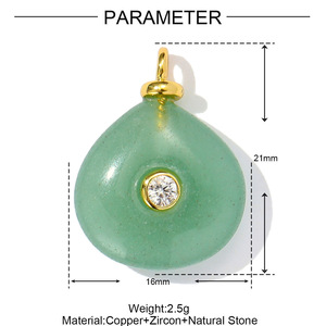 จี้หินธรรมชาติทองเหลือง P67 รุ่นใหม่ ขายดี ประดับด้วยพลอยหลากสี สำหรับทำเครื่องประดับ DIY ขายส่ง - Product Image 5