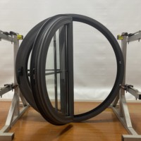 Ventana Redonda de Aluminio Estilo Francés, Ventana Circular de Doble Apertura con Vidrio para Diseño de Hogar Moderno