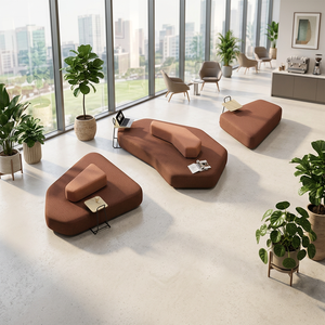Ensemble de sièges modulaires extensibles en tissu avec structure en bois pour espaces publics, réception, salle d'attente, bureau et bibliothèque DAOYU Artisti - Product Image 1