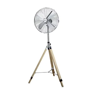 Factory Direct Sale Wide Oscillation Air cooling Electric 16 inch Retro Metal Wooden Stand Tripod Fan