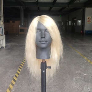Mannequin de coiffure en cheveux humains de 16 pouces <span class=keywords><strong>pour</strong></span> hommes, poupée d'entraînement <span class=keywords><strong>pour</strong></span> barbier <span class=keywords><strong>pour</strong></span> pratiquer le coiffage, le tressage et la coupe - Product Image 2