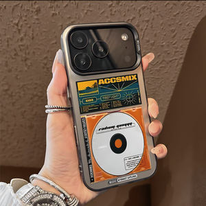 Coque de téléphone portable DIY en TPU motif <span class=keywords><strong>CD</strong></span> rétro pour iPhone 11-17, noir mat, peinture UV, anti-traces de doigts, antichoc, protection de l'objectif - Product Image 1