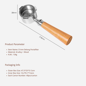 Porte-filtre à expresso sans fond Delonghi en alliage d'aluminium à trois oreilles de 51 mm - Product Image 2