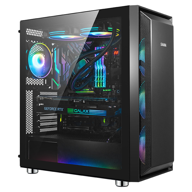 SAMA High Quality OEMTempered Glass Side Tower ATX Desktop Gaming Computer Case