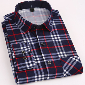 Nueva <span class=keywords><strong>Camisa</strong></span> Casual <span class=keywords><strong>Azul</strong></span> de Moda Estilo Inglés con Cuello Alto Tipo Polo a Cuadros de <span class=keywords><strong>Manga</strong></span> <span class=keywords><strong>Larga</strong></span> para <span class=keywords><strong>Hombre</strong></span> - Product Image 6
