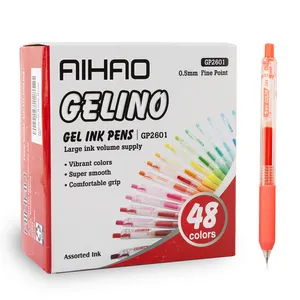 Aihao, suministro de tinta grande Multicolor, retráctil, 0,5mm, punta fina, 48 colores, juego de bolígrafos de tinta de Gel