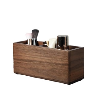 Desktop organizing wooden box storage box, black <b>walnut</b> wood multi-compartment wooden box, <b>coffee</b> <b>table</b> living room storage - Product Image 5