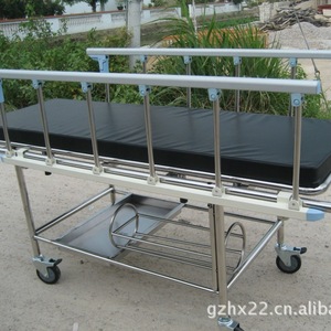Hospital <b>Trolley</b> Stainless Steel Four <b>Wheeled</b> With Black Mattress And Storage Shelf For Medical Use - Product Image 2