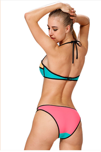 Nuevo Conjunto de Bikini Sexy de <span class=keywords><strong>Neopreno</strong></span> con Costuras Tricolor, Traje de Baño para Chicas - Product Image 5