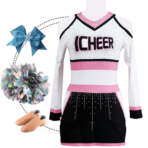 Uniformes de pom-pom girl en strass avec uniforme de haute qualité pour les pom-pom girls - Product Image 2