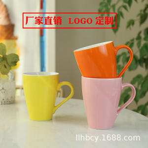 Korean Style Candy Colored Ceramic <b>Mug</b> Set <b>With</b> <b>Lid</b> And Spoon Solid Color For Party Gift Use HB 10 - Product Image 5