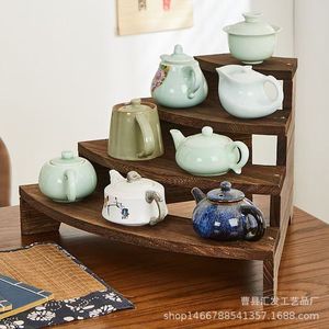 Solid Wood Tiered Display Rack 3 Floors Durable Storage <b>Shelf</b> For Tea Sets Home <b>Desktop</b> Jewelry Bracelets - Product Image 3