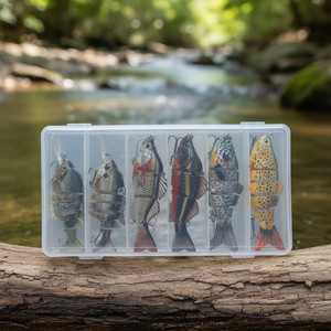 Kit de leurres de pêche multi-articulés 6 pièces/boîte, leurres de pêche réalistes pour brochet, leurres durs réalistes avec boîte de rangement - Product Image 2
