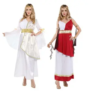 Gaun indah permaisuri orang dewasa kostum Romawi bersejarah AWHC-014 pakaian Toga Yunani