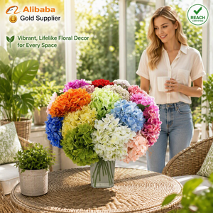 Bouquet de fleurs d'hortensia géantes artificielles en latex et soie, toucher naturel, pour décoration de mariage - Product Image 1