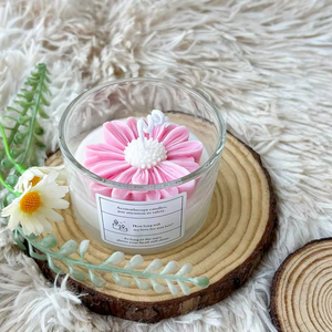 Aromatherapy Handmade Custom logo Color Soy Scented <b>Candle</b> with Flower - Product Image 3