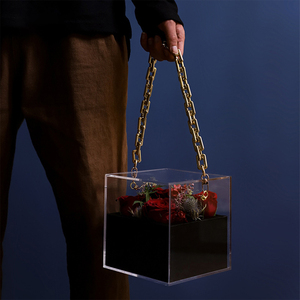 Scatola di Fiori con Rosa Stabilizzata in Acrilico, Confezione Quadrata di Lusso per Proposta Damigella, Cajas Para Flores Y Amor, Scatola Regalo - Product Image 2