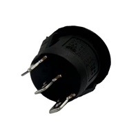 Sakelar Rocker Tipe Perahu Bulat, Lubang Kecil 20mm, Tombol Hitam, 6A 250V, Aksi ON-OFF