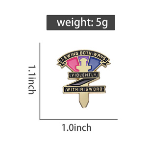 Columpio en ambos sentidos Bi Pride violentamente con una espada Pin esmaltado LGBTQ Bisexual Badge Mochila Decoración Joyería - Product Image 6