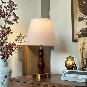 American Retro Style Simple Modern Bedside Lamp Warm and Romantic Solid Wood with Touch Dimming for Home Use AC Power Supply - Product Image 1