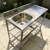 Évier de cuisine simple fait main sur mesure avec revêtement nano et égouttoir pour cuisine industrielle