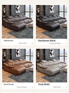 Современный роскошный модульный диван-секционный гарнитур из натуральной кожи для гостиной с ножками из нержавеющей стали - Product Image 5