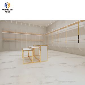 رف ملابس لمتجر بوتيك، طاولة تخزين ذهبية قائمة بذاتها، رف ملابس مثبت على الحائط، طاولة عرض متداخلة - Product Image 4