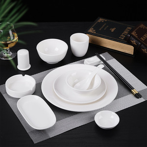 Juego de Vajilla de Cerámica Blanca Pura, Redonda, de Color Sólido, Reutilizable, para Uso en Hoteles y Restaurantes - Product Image 4