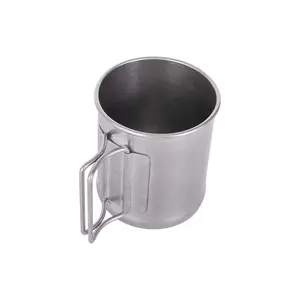 Poignée pliante tasse d'alpinisme Camping en plein air acier inoxydable 304 300ml café bière boire randonnée tasse