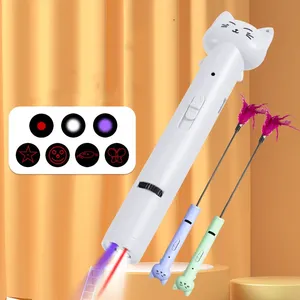 Juguete interactivo para perros gatos recarga Usb nuevo diseño forma más patrón gato láser juguete teaser varita para gatos - Product Image 6