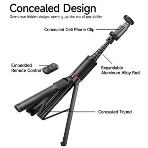 C21 All-in-One Hidden Bracket 52.8" Aluminum Alloy Selfie Stick Tripod with Cold Shoe Expansion Port <b>for</b> Live Streaming 1341mm - Product Image 3