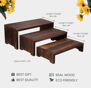 Cổ điển rắn paulownia 3 <span class=keywords><strong>Tier</strong></span> Tabletop trang trí cupcake đứng & gỗ hiển thị risers thực phẩm món tráng miệng đứng - Product Image 2