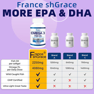 Supplément d'huile de poisson oméga 3 de haute qualité avec EPA et DHA pour les adultes soutiennent la santé cardiaque et cérébrale Meilleurs gélules d'huile de poisson oméga 3 - Product Image 3