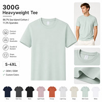 Toptan Özel Etiketli Erkek Tişörtü 300g Ağır Siklet Sea Island Pamuk Karışımı Lüks Baskısız Tişört Yüksek Esneklik S-4XL OEM Özel Üretim