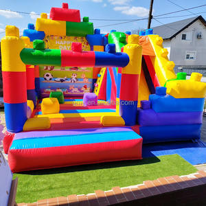 Location de fête bloc coloré toboggan gonflable maison de rebond Blokowa Dmuchana Zjezdzalnia avec souffleur d'air - Product Image 4