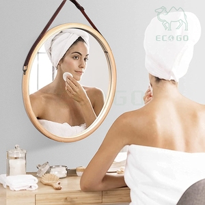 Exceptional Round Hanging Mirror with Bamboo Frame <b>Small</b> Wall Mirror for <b>Bathroom</b> Living Room <b>Small</b> 15 Inch <b>Bathroom</b> Mirror - Product Image 1