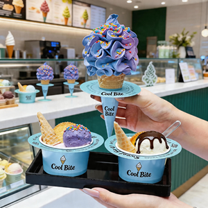 Vendita calda Eco Friendly stampa personalizzata usa e getta gelato tazza di carta 3oz per gelaterie Frozen Yogurt negozi e camion di caffè - Product Image 3