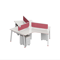 Système de bancs modulaires commerciaux 3 places avec écran acoustique en tissu, poste de travail pour centre d'appels et espace de coworking