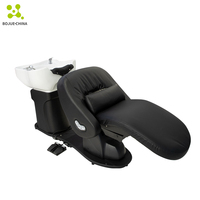 Fauteuil de lavage électrique portable pour salon de coiffure avec réglage par pédale, dossier et repose-jambes réglables, fonction massage et chauffage
