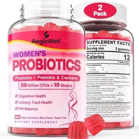 Gommes à la canneberge pour femmes végétaliennes sans sucre OEM 50 milliards d'UFC 10 souches prébiotiques enzymes digestives et probiotiques