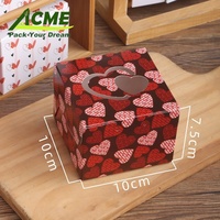 Boîte à dessert écologique de qualité alimentaire avec fenêtre en forme de cœur, boîte à gâteau carrée en papier kraft, emballage de boulangerie personnalisé avec logo, vente en gros
