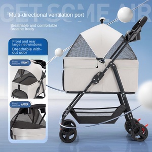 Puertas con cremallera de doble cara Paneles de malla ultra-transpirables Portador de mascotas desmontable <span class=keywords><strong>plegable</strong></span> de una mano Cochecito de mascotas <span class=keywords><strong>para</strong></span> <span class=keywords><strong>perros</strong></span> y gatos - Product Image 1