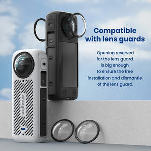 Kit d'accessoires pour caméra Insta360 X4 aMagisn : Étui en silicone, capuchon d'objectif, cordon de sécurité, protection grise - Product Image 5